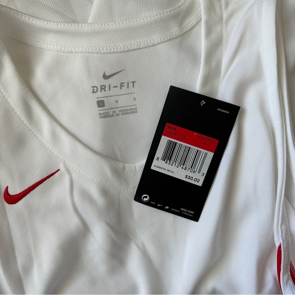 Nike White Red Boy’s Sleeveless Basketball Jersey Tank Top NWT Size L - Picture 6 of 8